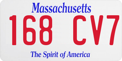 MA license plate 168CV7