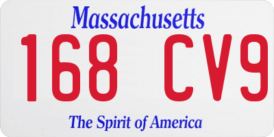 MA license plate 168CV9
