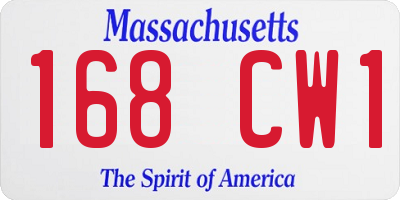 MA license plate 168CW1