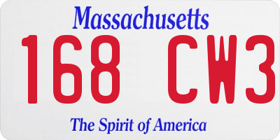 MA license plate 168CW3