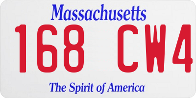 MA license plate 168CW4