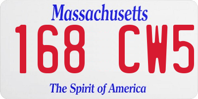 MA license plate 168CW5