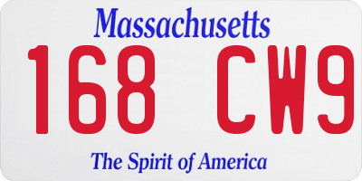 MA license plate 168CW9