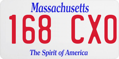 MA license plate 168CX0