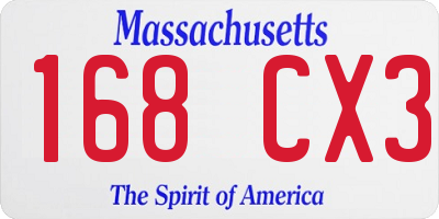 MA license plate 168CX3