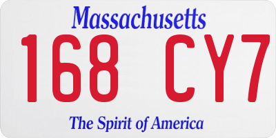 MA license plate 168CY7
