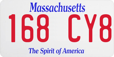 MA license plate 168CY8