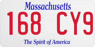 MA license plate 168CY9