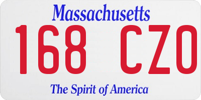 MA license plate 168CZ0