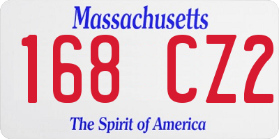 MA license plate 168CZ2