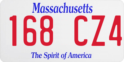 MA license plate 168CZ4