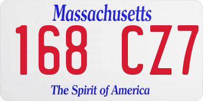 MA license plate 168CZ7