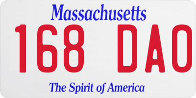 MA license plate 168DA0