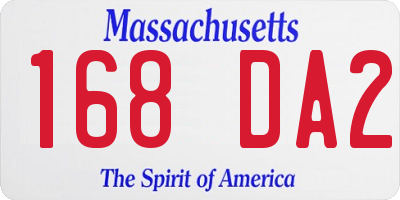 MA license plate 168DA2