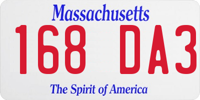 MA license plate 168DA3