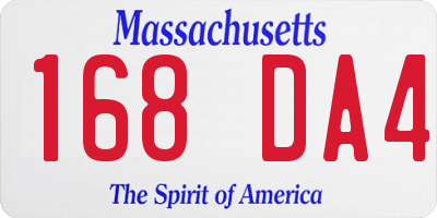 MA license plate 168DA4