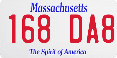 MA license plate 168DA8