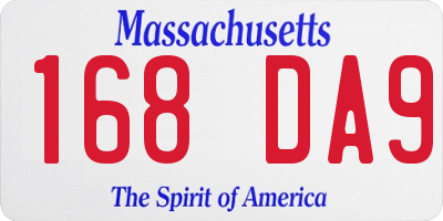 MA license plate 168DA9