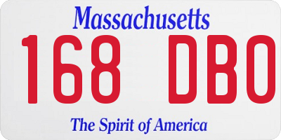 MA license plate 168DB0