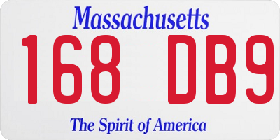 MA license plate 168DB9