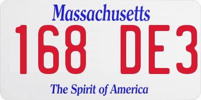 MA license plate 168DE3