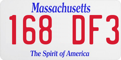 MA license plate 168DF3