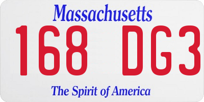 MA license plate 168DG3