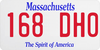 MA license plate 168DH0