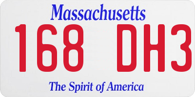 MA license plate 168DH3