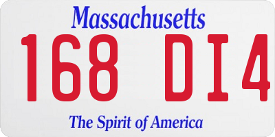 MA license plate 168DI4