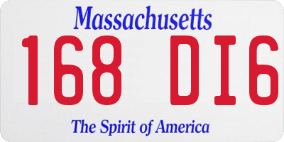 MA license plate 168DI6