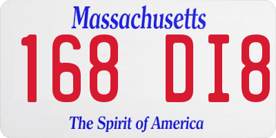 MA license plate 168DI8