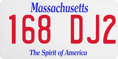 MA license plate 168DJ2