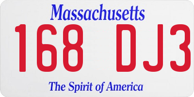 MA license plate 168DJ3