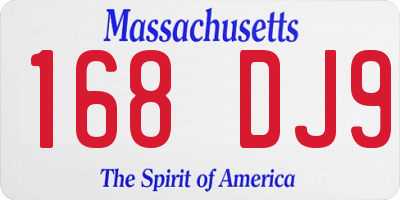 MA license plate 168DJ9