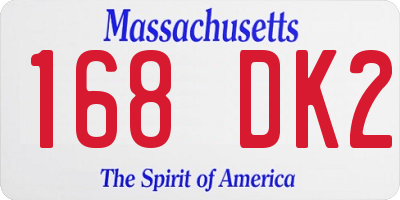 MA license plate 168DK2