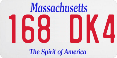 MA license plate 168DK4
