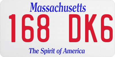 MA license plate 168DK6