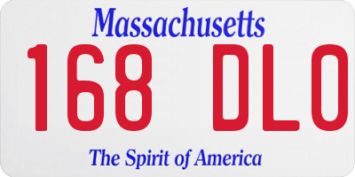 MA license plate 168DL0
