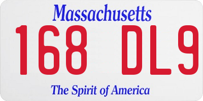 MA license plate 168DL9