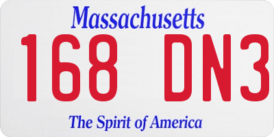 MA license plate 168DN3