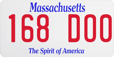 MA license plate 168DO0