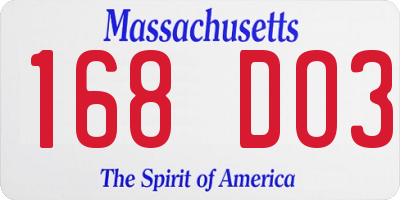 MA license plate 168DO3