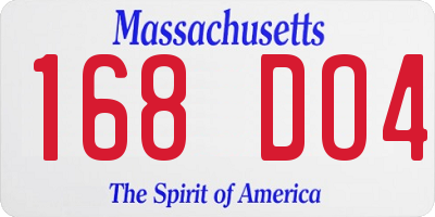 MA license plate 168DO4