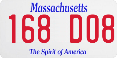 MA license plate 168DO8