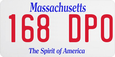 MA license plate 168DP0