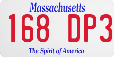 MA license plate 168DP3