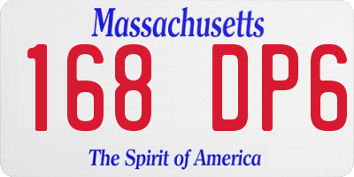 MA license plate 168DP6