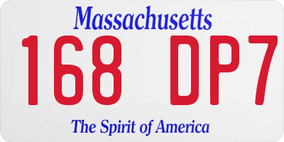 MA license plate 168DP7