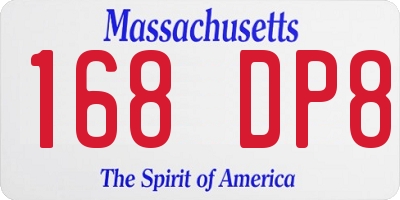 MA license plate 168DP8